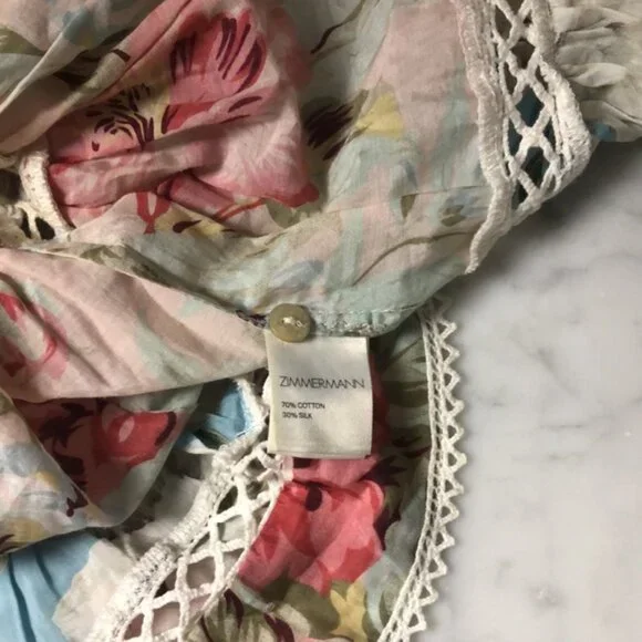 Zimmerman Floral Lace Trim Women Top Size 3 - Picture 10 of 14